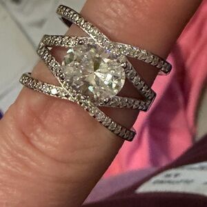 Sterling Silver Multi-Band moissanite Ring - size 8